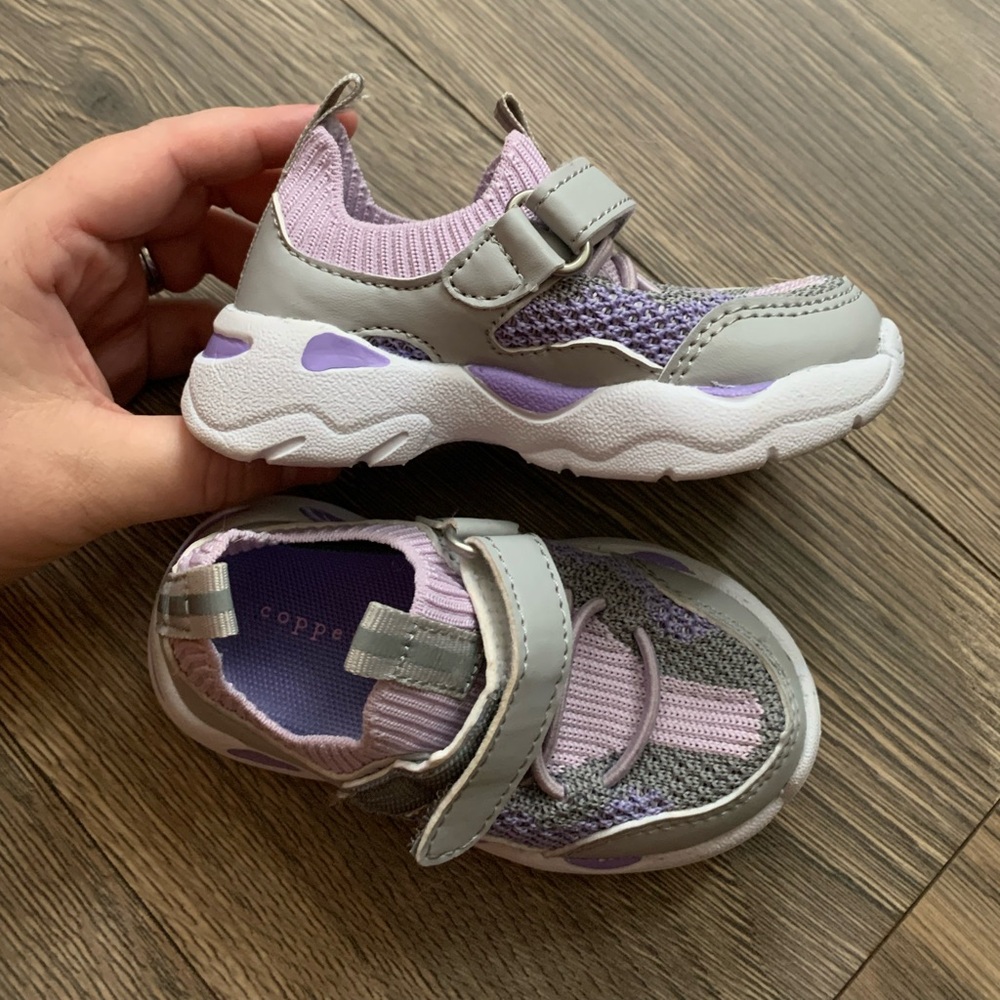Purple multi color Velcro slip on sneaker, Copper Key Brand size US 5 infant,